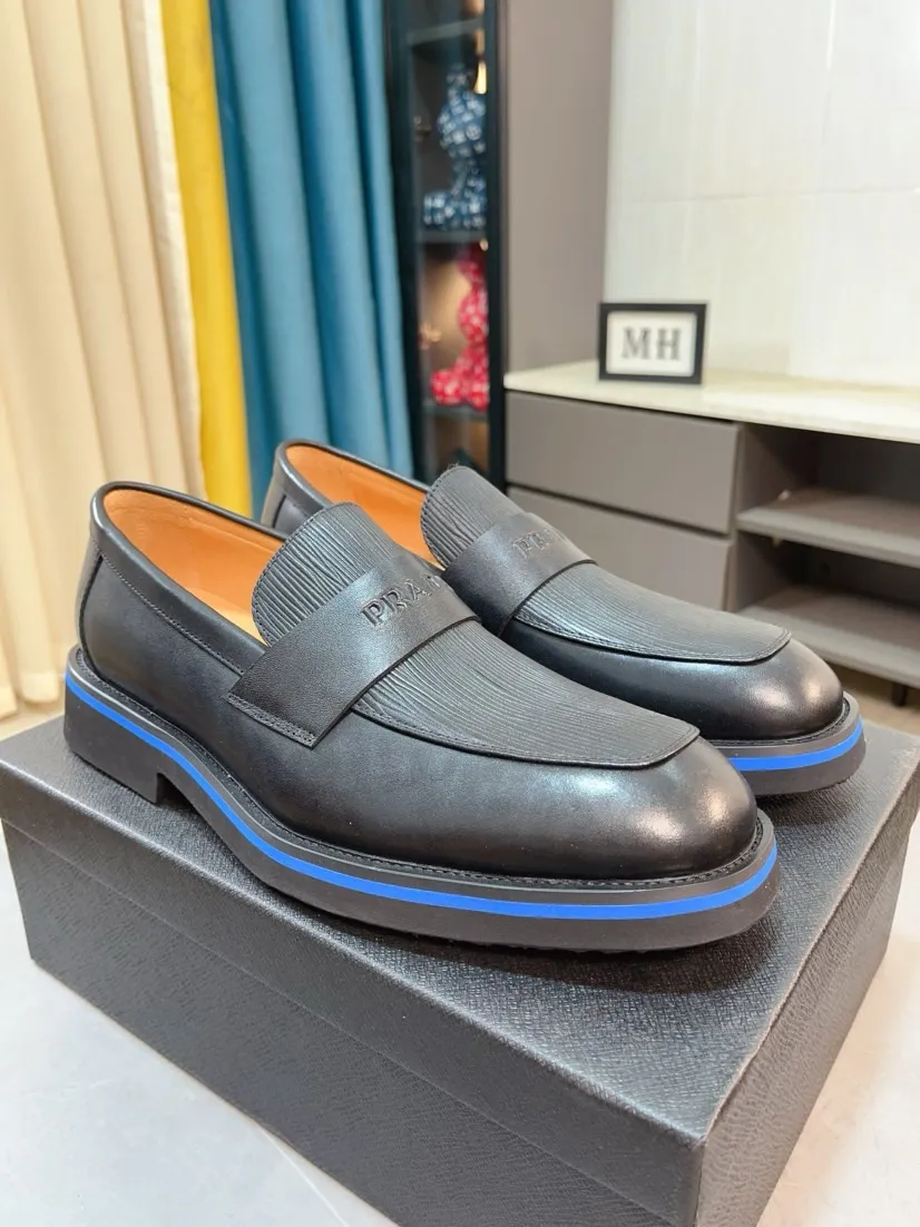 Men's shoes 💰540🌹🌹【PRADA Leather Shoes】Top purchasing agency Original imported Italian custom-made open-edge beaded cowhide leather surface, fully imported water-dyed breathable cowhide lining, original factory special molded sole super comfortable, size: 38-44